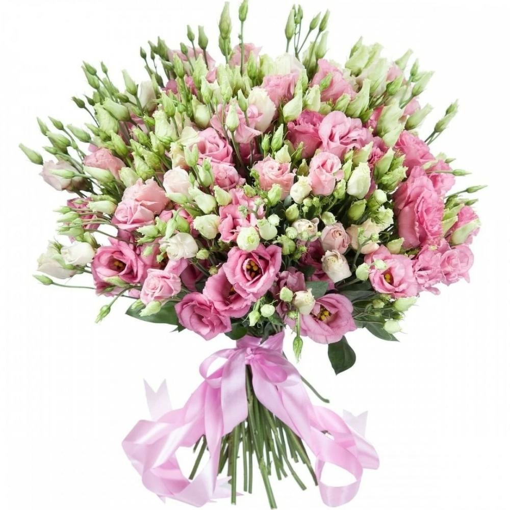 Охапка розового лизиантуса Охапка розового лизиантуса